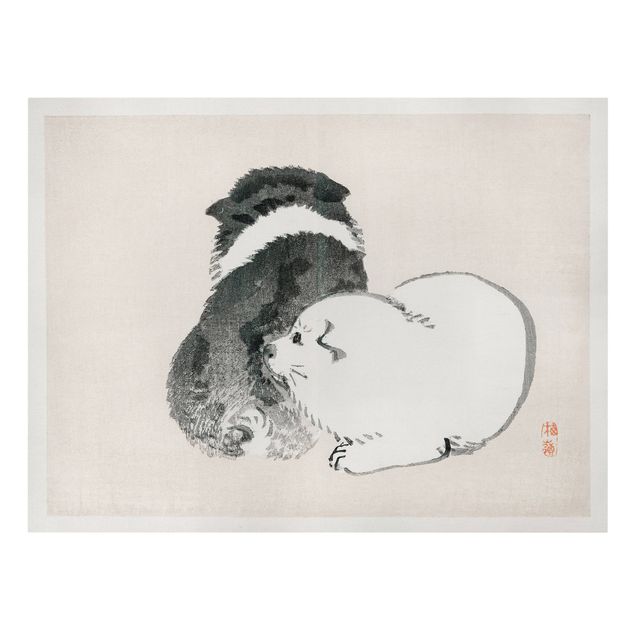 Print on canvas - Asian Vintage Drawing Black And White Pooch