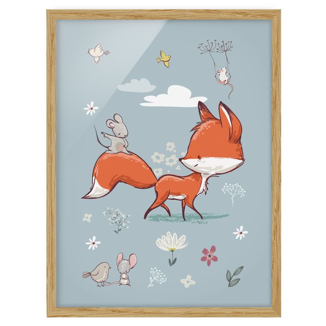 Framed poster - Fox And Mouse On The Move