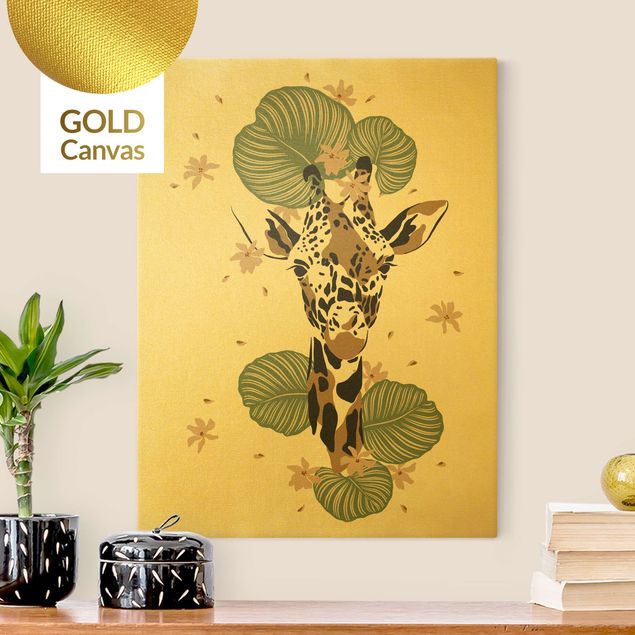 Canvas print gold - Safari Animals - Portrait Giraffe