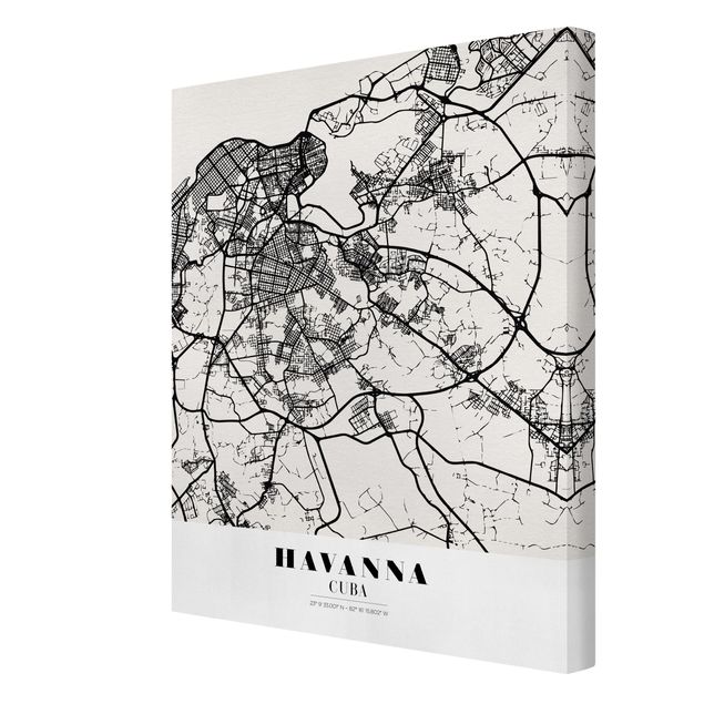 Print on canvas - Havana City Map - Classic