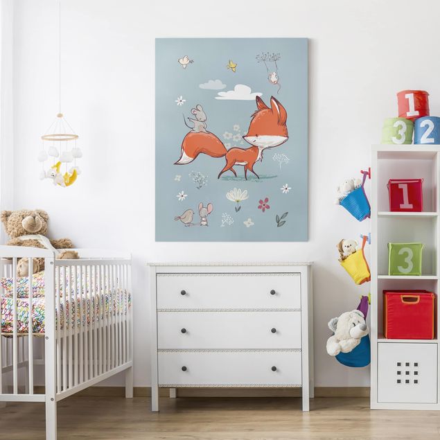 Print on canvas - Fox And Mouse On The Move