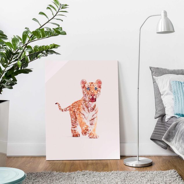 Glass print - Tiger With Glitter