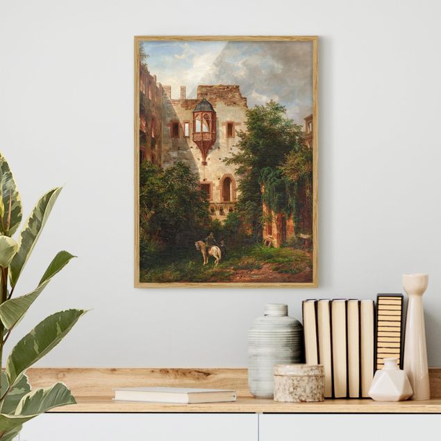 Framed poster - Carl Ludwig Fahrnbach - In The Courtyard Of Heidelberg Castle