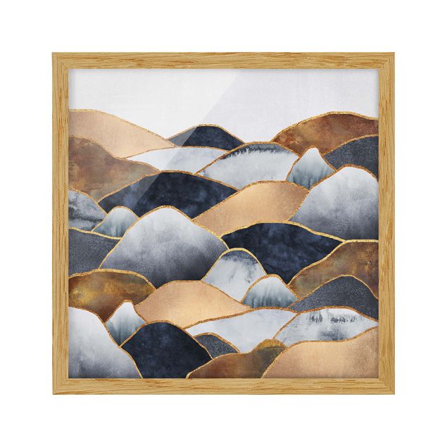 Framed poster - Golden Mountains Watercolour