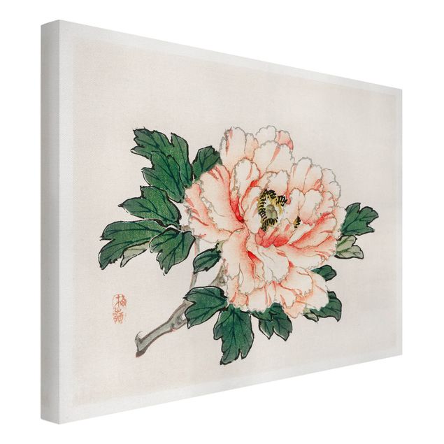 Print on canvas - Asian Vintage Drawing Pink Chrysanthemum