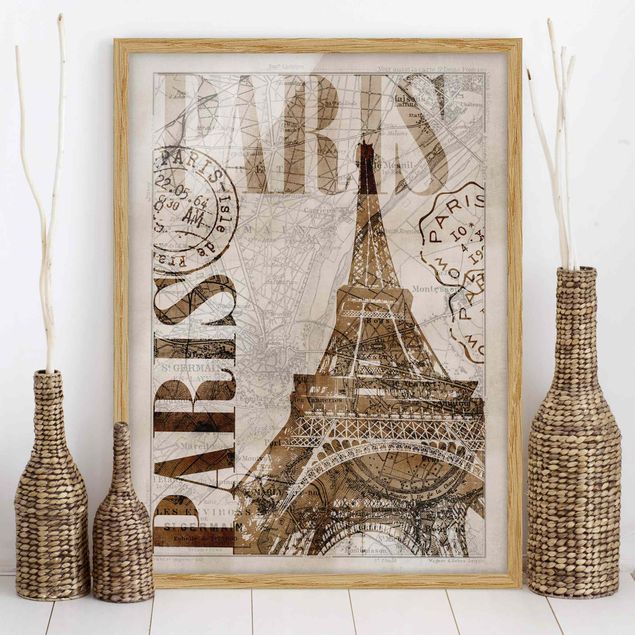 Framed poster - Shabby Chic Collage - Paris