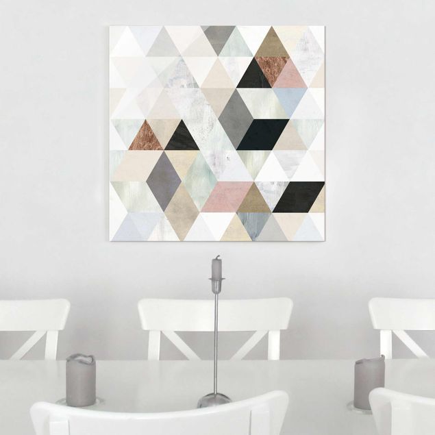 Glass print - Watercolour Mosaic With Triangles I