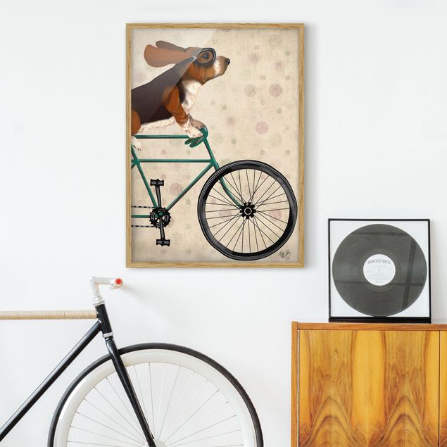 Framed poster - Cycling - Basset On Bike