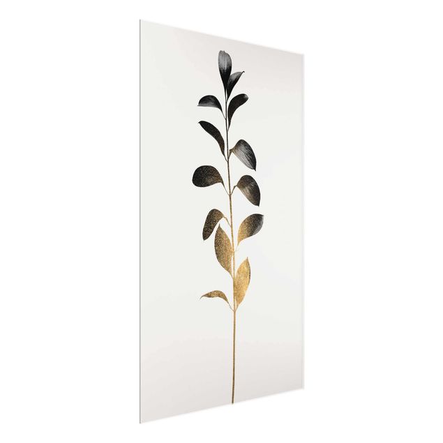 Glass print - Graphical Plant World - Gold And Grey