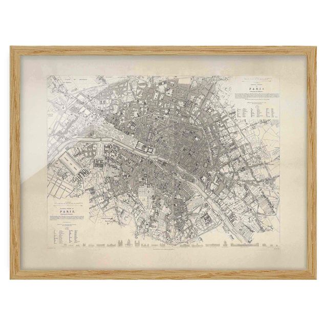 Framed poster - Vintage Map Paris
