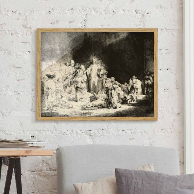 Framed poster - Rembrandt van Rijn - Christ healing the Sick. The Hundred Guilder