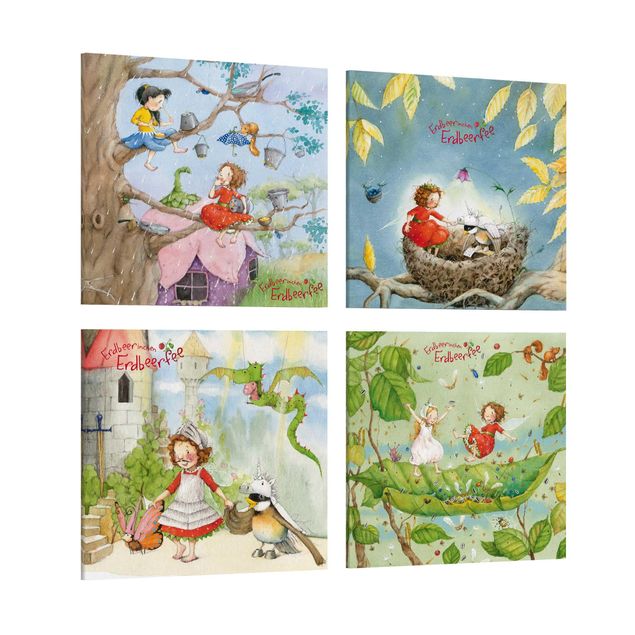 Print on canvas 4 parts - Little Strawberry Strawberry Fairy - little adventure