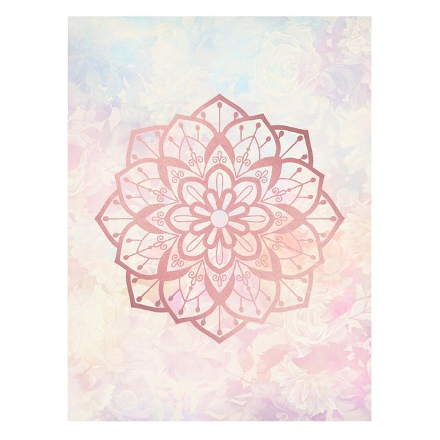 Print on canvas - Mandala Illustration Flower Rose Pastel