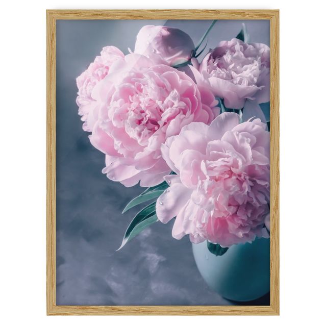 Framed poster - Vase With Light Pink Peony Shabby