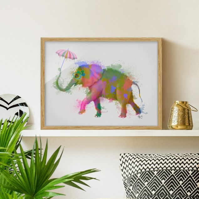 Framed poster - Rainbow Splash Elephant