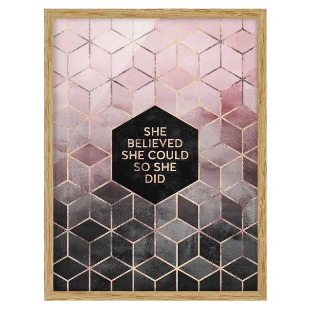 Framed poster - She Believed She Could Rosé Gold