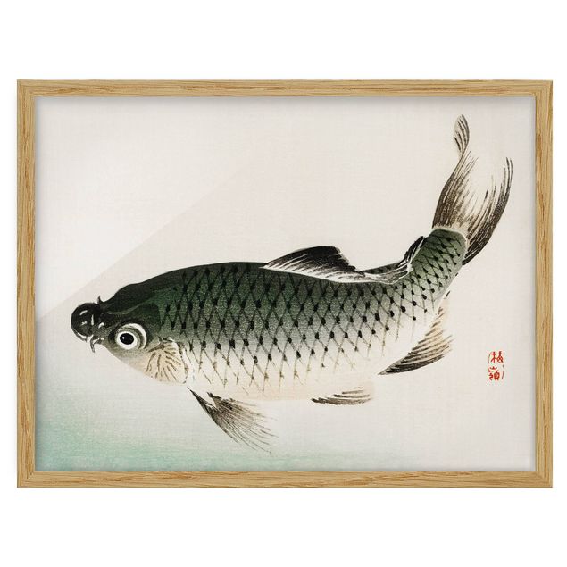 Framed poster - Asian Vintage Drawing Carp