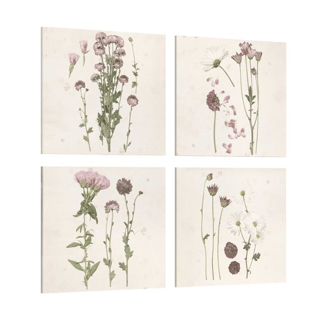 Print on canvas - Herbarium In Pink Set I