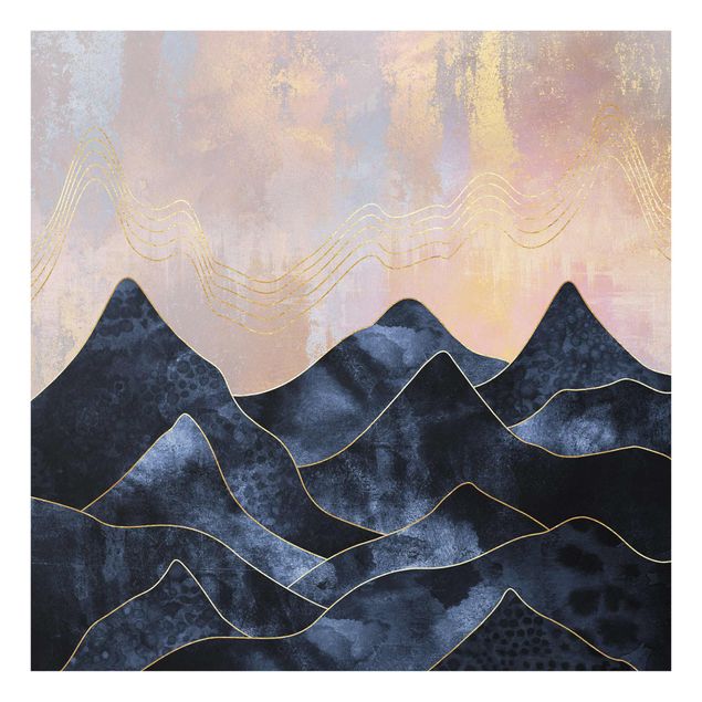 Glass print - Golden Dawn Over Mountains