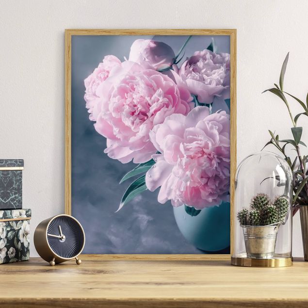 Framed poster - Vase With Light Pink Peony Shabby