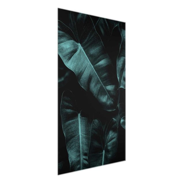 Glass print - Jungle Leaves Dark Green