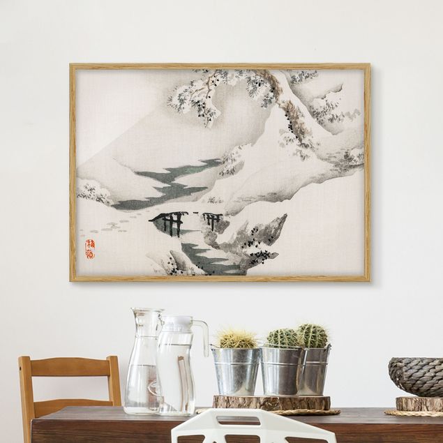 Framed poster - Asian Vintage Drawing Winter Landscape