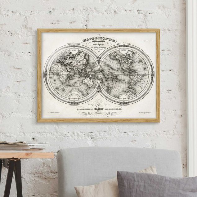 Framed poster - World Map - French Map Of The Cap Region Of 1848