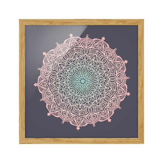 Framed poster - Mandala Ornament In Rose And Blue