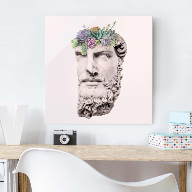 Glass print - Head With Succulents
