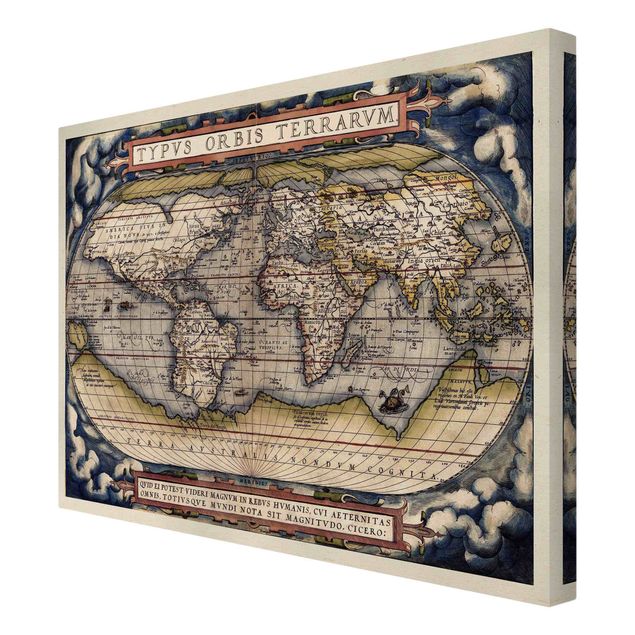 Print on canvas - Historic World Map Typus Orbis Terrarum