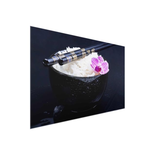 Glass print - Rice Bowl With Orchid