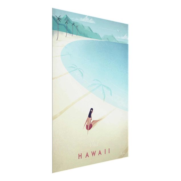 Glass print - Travel Poster - Hawaii