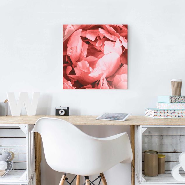 Glas Magnetboard Peony Blossom Coral