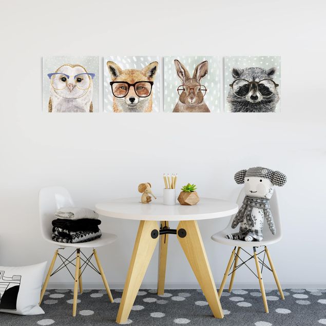 Print on canvas - Bespectacled Animals Set II