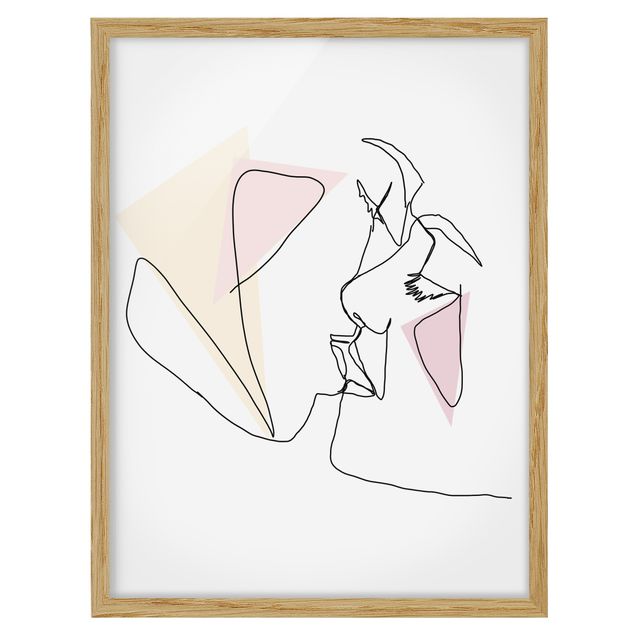 Framed poster - Kiss Faces Line Art