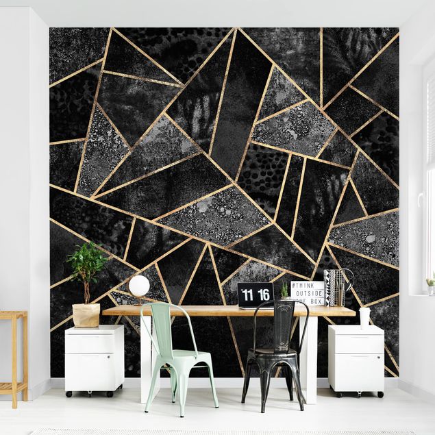 Wallpaper - Grey Triangles Gold
