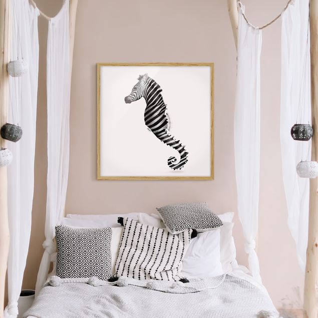Framed poster - Seahorse With Zebra Stripes