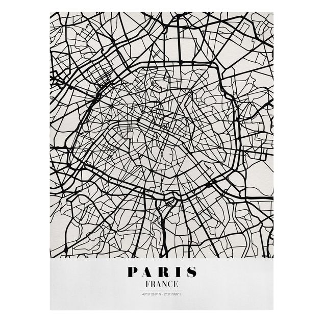 Print on canvas - Paris City Map - Classic