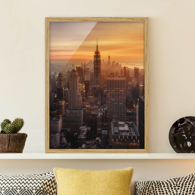 Framed poster - Manhattan Skyline Evening