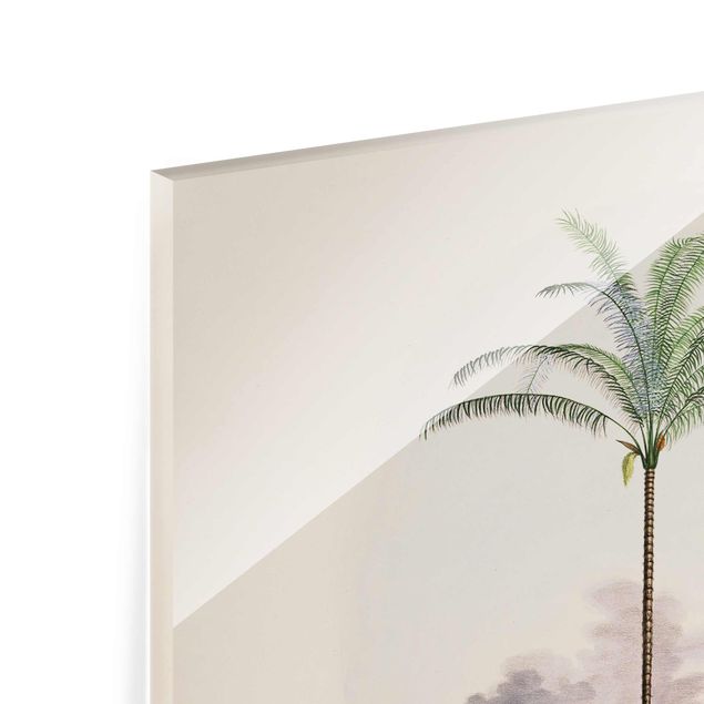 Glass print - Zebra Front Of Palm Trees Illustration