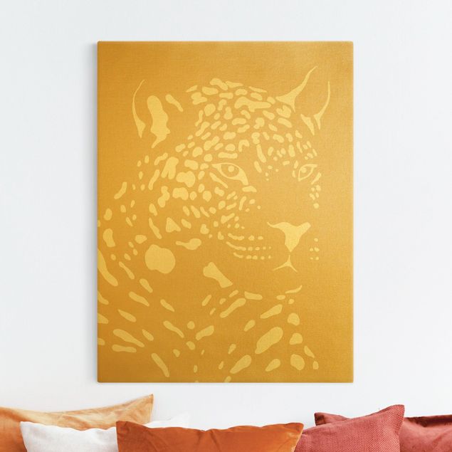 Canvas print gold - Safari Animals - Portrait Leopard Beige
