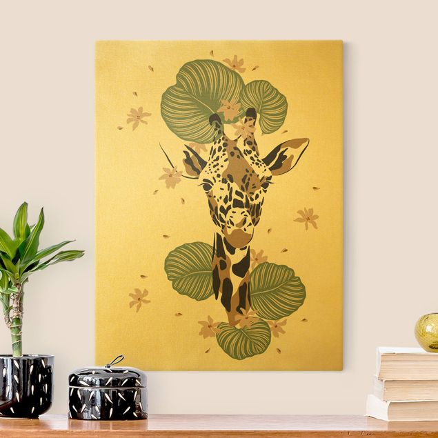 Canvas print gold - Safari Animals - Portrait Giraffe