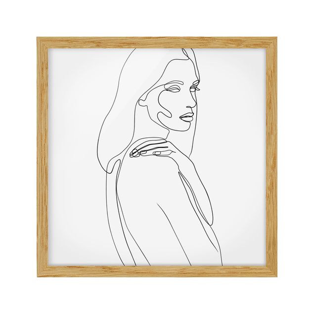 Framed poster - Line Art Woman's Shoulder Black And White