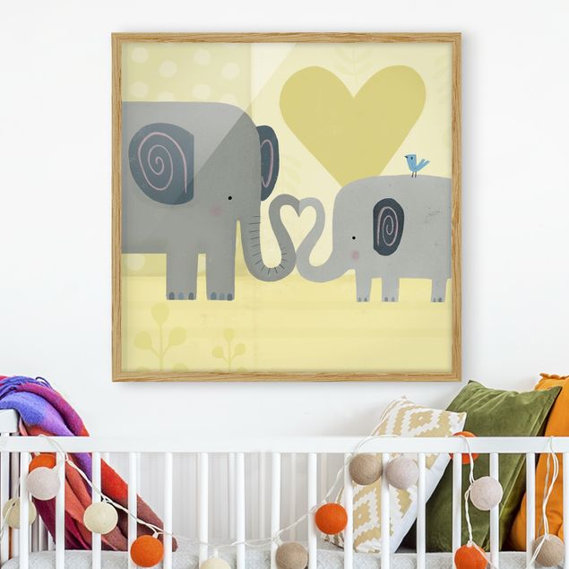 Framed poster - Mum And I - Elephants