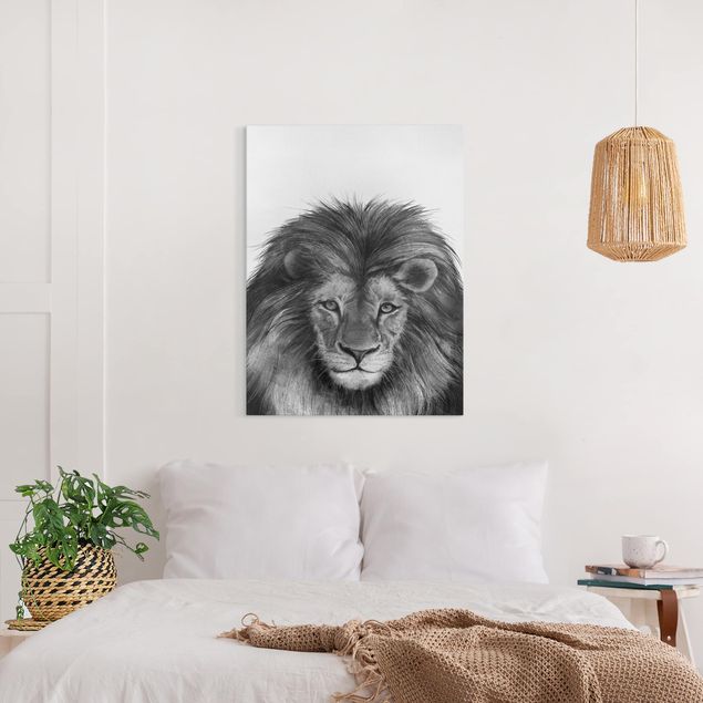 Canvas print - Illustration Lion Monochrome Painting
