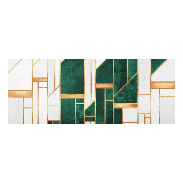 Glass print - Emerald And gold Geometry