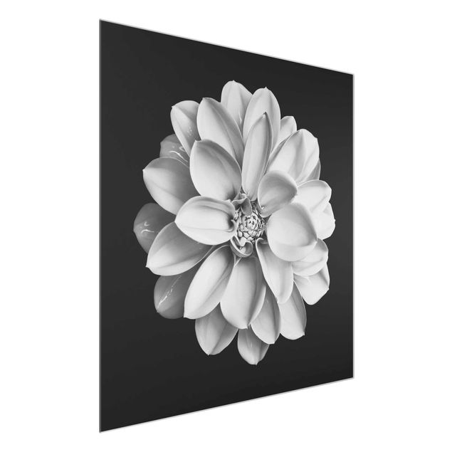 Glass print - Dahlia Black And White