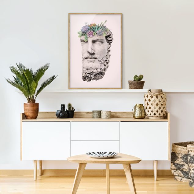 Framed poster - Head With Succulents