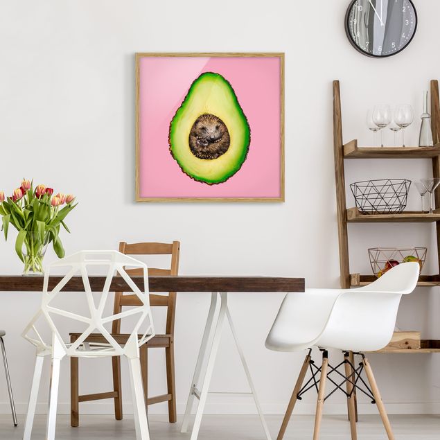 Framed poster - Avocado With Hedgehog
