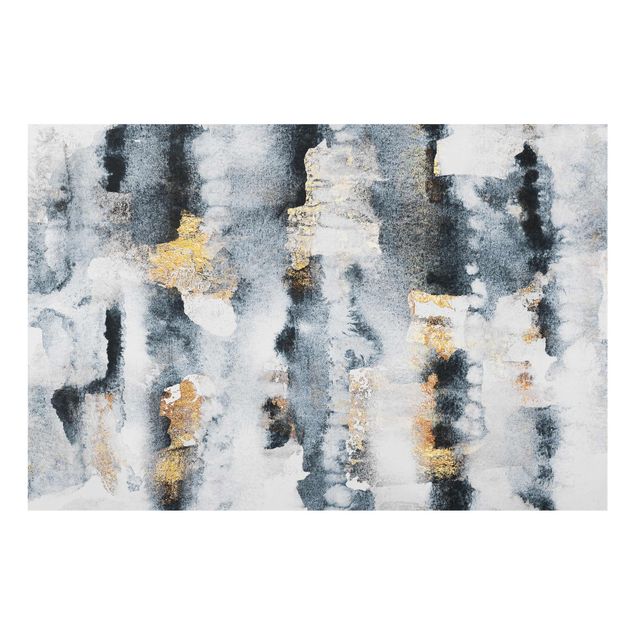 Glass print - Abstract Watercolour With Gold